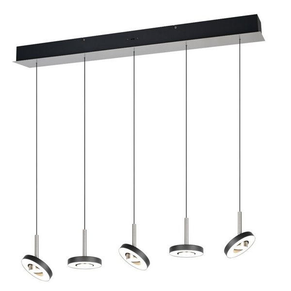 Luminária de teto LED GUANO 5x8W 5x850lm Dimerizável com Interruptor DIP 2300+3000+4000K IP20 Níquel Fosco