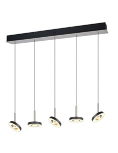 Plafonnier LED GUANO 5 x 8 W, 5 x 850 lm, dimmable par commutateur DIP, 2300 + 3000 + 4000 K, IP20, nickel mat