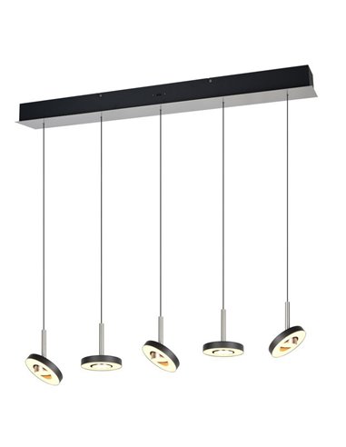 Lámpara de techo LED GUANO 5x8W 5x850lm regulable DIP SWITCH 2300+3000+4000K IP20 Níquel mate 