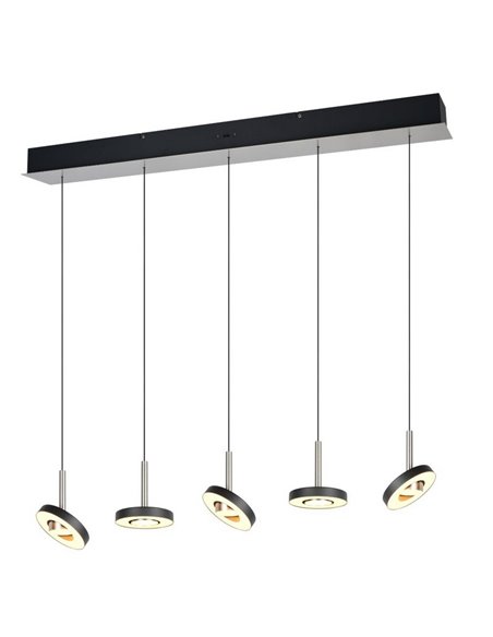 Lámpara de techo LED GUANO 5x8W 5x850lm regulable DIP SWITCH 2300+3000+4000K IP20 Níquel mate 