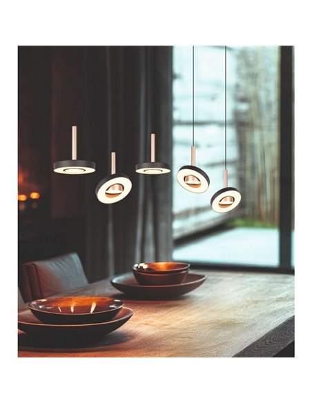 Luminária de teto LED GUANO 5x8W 5x850lm Dimerizável com Interruptor DIP 2300+3000+4000K IP20 Cor Café