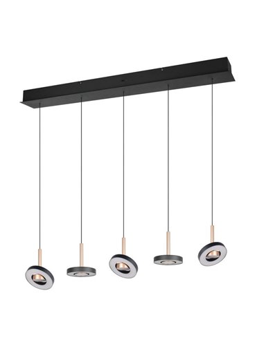 Luminária de teto LED GUANO 5x8W 5x850lm Dimerizável com Interruptor DIP 2300+3000+4000K IP20 Cor Café