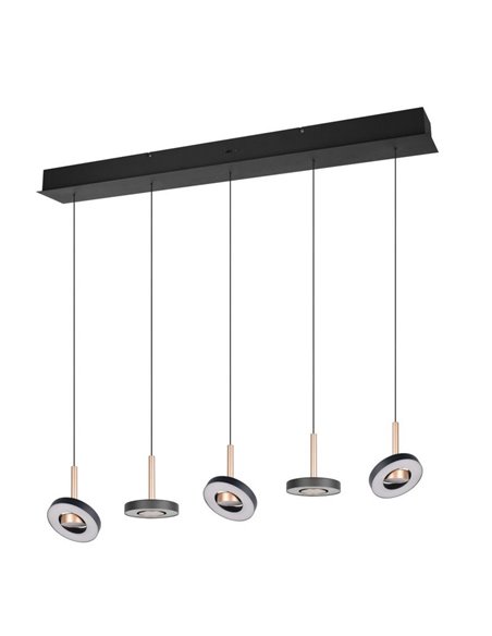 Luminária de teto LED GUANO 5x8W 5x850lm Dimerizável com Interruptor DIP 2300+3000+4000K IP20 Cor Café