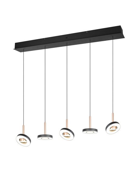 Luminária de teto LED GUANO 5x8W 5x850lm Dimerizável com Interruptor DIP 2300+3000+4000K IP20 Cor Café