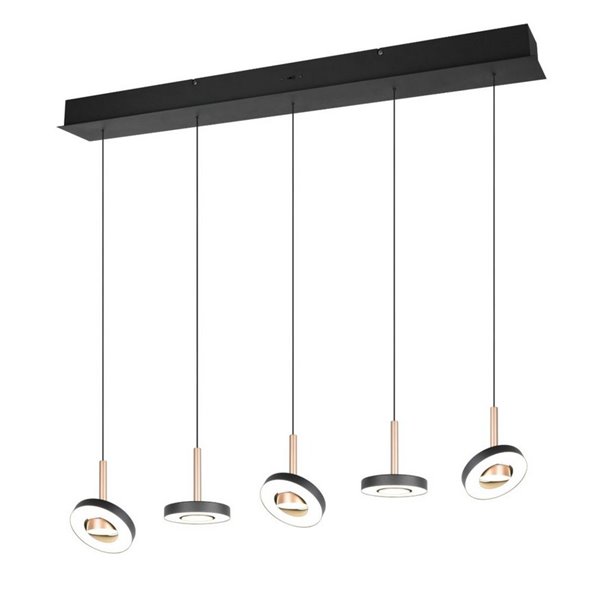 Plafonnier LED GUANO 5 x 8 W, 5 x 850 lm, dimmable, commutateur DIP, 2300 + 3000 + 4000 K, IP20, couleur café