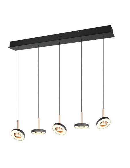 Luminária de teto LED GUANO 5x8W 5x850lm Dimerizável com Interruptor DIP 2300+3000+4000K IP20 Cor Café