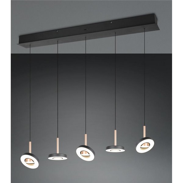 Luminária de teto LED GUANO 5x8W 5x850lm Dimerizável com Interruptor DIP 2300+3000+4000K IP20 Cor Café