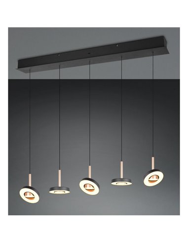 Plafonnier LED GUANO 5 x 8 W, 5 x 850 lm, dimmable, commutateur DIP, 2300 + 3000 + 4000 K, IP20, couleur café