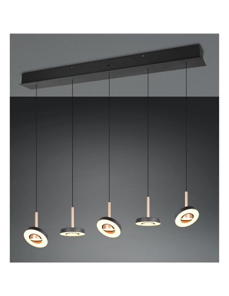 Lámpara de techo LED GUANO 5x8W 5x850lm regulable DIP SWITCH 2300+3000+4000K IP20 Café