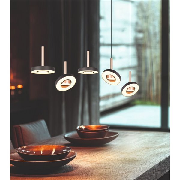 Luminária de teto LED GUANO 5x8W 5x850lm Dimerizável com Interruptor DIP 2300+3000+4000K IP20 Níquel Fosco