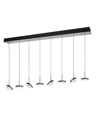 Lámpara LED colgante GUANO 8x8W 8x850lm regulable DIP SWITCH 2300+3000+4000K IP20 Níquel mate