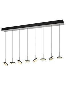 Suspension LED GUANO 8 x 8 W, 8 x 850 lm, dimmable par interrupteur DIP, 2300 + 3000 + 4000 K, IP20, nickel mat