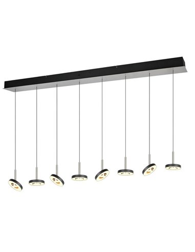 Lámpara LED colgante GUANO 8x8W 8x850lm regulable DIP SWITCH 2300+3000+4000K IP20 Níquel mate