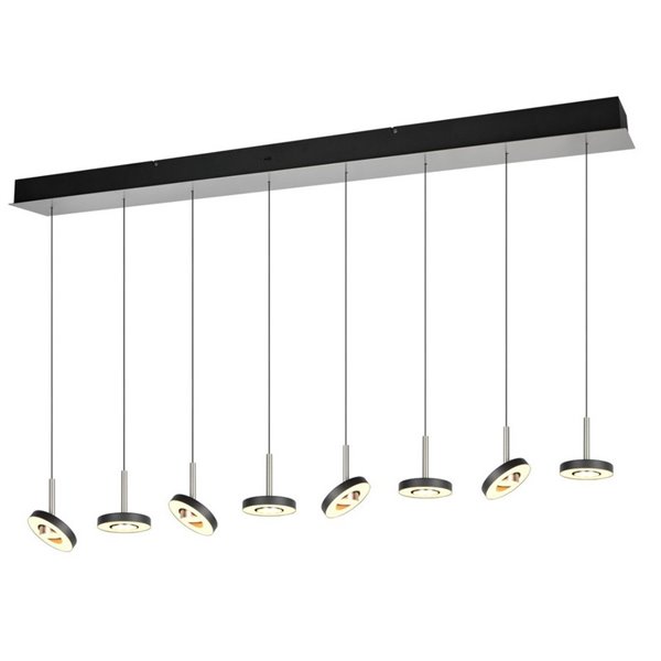 Lámpara LED colgante GUANO 8x8W 8x850lm regulable DIP SWITCH 2300+3000+4000K IP20 Níquel mate
