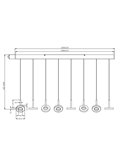 Lámpara LED colgante GUANO 8x8W 8x850lm regulable DIP SWITCH 2300+3000+4000K IP20 Níquel mate