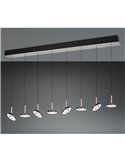 Lámpara LED colgante GUANO 8x8W 8x850lm regulable DIP SWITCH 2300+3000+4000K IP20 Níquel mate