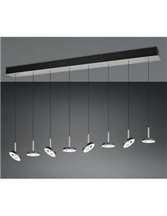 Lámpara LED colgante GUANO 8x8W 8x850lm regulable DIP SWITCH 2300+3000+4000K IP20 Níquel mate 2