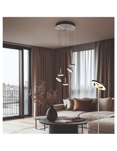 Plafonnier LED GUANO avec fixation au plafond 5 x 8 W 5 x 850 lm, commutateur DIP, 2300 + 3000 + 4000 K, IP20, nickel mat