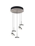 Lámpara de techo LED con plafón GUANO 5x8W 5X850lm DIP SWITCH 2300+3000+4000K IP20 Níquel mate
