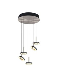 Lámpara de techo LED con plafón GUANO 5x8W 5X850lm DIP SWITCH 2300+3000+4000K IP20 Níquel mate