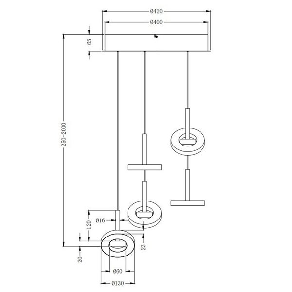 Lámpara de techo LED con plafón GUANO 5x8W 5X850lm DIP SWITCH 2300+3000+4000K IP20 Níquel mate