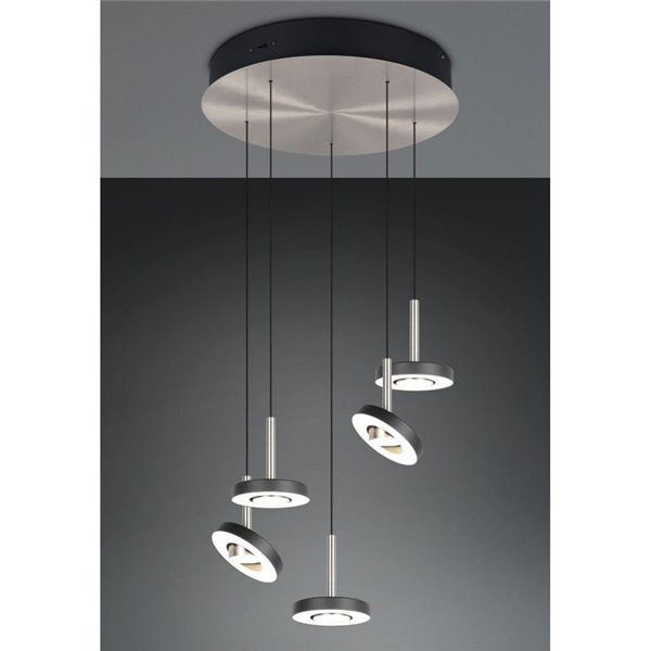 Plafonnier LED GUANO avec fixation au plafond 5 x 8 W 5 x 850 lm, commutateur DIP, 2300 + 3000 + 4000 K, IP20, nickel mat