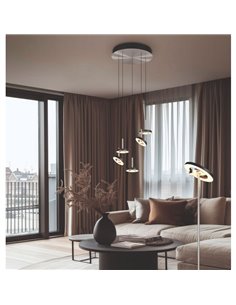 Luminária de teto LED GUANO com montagem no teto, 5x8W, 5x850lm, chave DIP, 2300+3000+4000K, IP20, cor café. 2