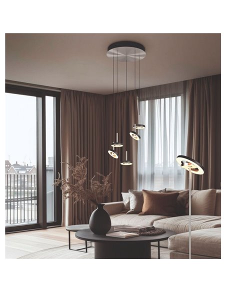 Plafonnier LED GUANO avec fixation au plafond 5 x 8 W 5 x 850 lm, commutateur DIP, 2300 + 3000 + 4000 K, IP20, couleur café