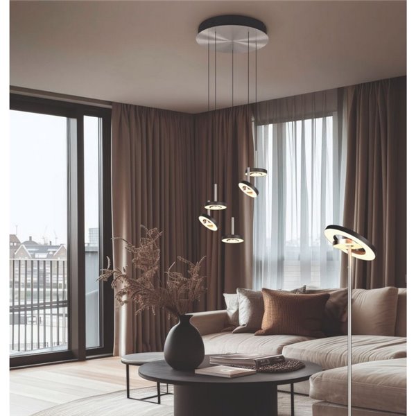 Plafonnier LED GUANO avec fixation au plafond 5 x 8 W 5 x 850 lm, commutateur DIP, 2300 + 3000 + 4000 K, IP20, couleur café