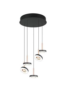 Lámpara de techo LED con plafón GUANO 5x8W 5X850lm DIP SWITCH 2300+3000+4000K IP20 Café