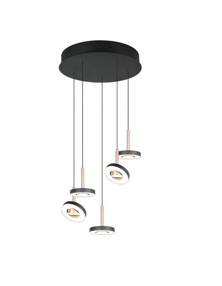 Lámpara de techo LED con plafón GUANO 5x8W 5X850lm DIP SWITCH 2300+3000+4000K IP20 Café