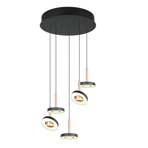 Lámpara de techo LED con plafón GUANO 5x8W 5X850lm DIP SWITCH 2300+3000+4000K IP20 Café