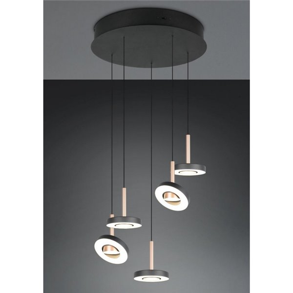 Lámpara de techo LED con plafón GUANO 5x8W 5X850lm DIP SWITCH 2300+3000+4000K IP20 Café