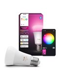 Ampoule LED intelligente Hue E27 A60 1100 lm, 8,1 W équivalent 75 W, dimmable, ambiance blanche et couleur, commande vocale