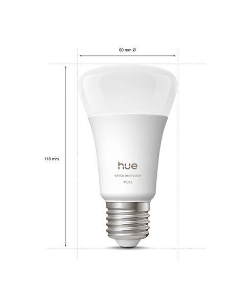 Bombilla LED inteligente Hue E27 A60 1100Lm, 8,1W equivalente 75W, regulable, White&Color Ambiance, control por voz