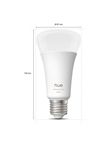 Bombilla LED inteligente potente Hue E27 A67 1600Lm, 11,8W equivalente 100W, regulable, White&Color Ambiance