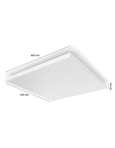 Panel LED inteligente cuadrado DATURA HUE SLIM XL 60x60cm, doble luz, 4300Lm, 2000-6500K +RGB White&Color Ambiance