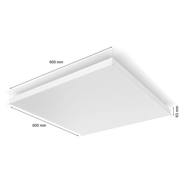Panel LED inteligente cuadrado DATURA HUE SLIM XL 60x60cm, doble luz, 4300Lm, 2000-6500K +RGB White&Color Ambiance