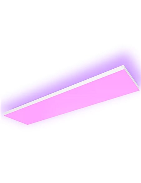 Plafonnier LED intelligent rectangulaire DATURA HUE SLIM, 30 x 120 cm, double éclairage, 4250 lm, 2000-6500 K + RGB Blanc et Amb