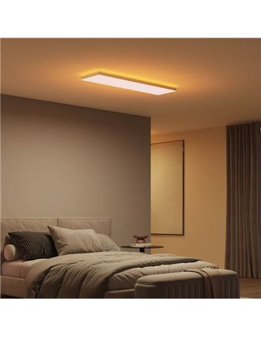 Luminária de teto retangular inteligente DATURA HUE SLIM LED, 30x120cm, luz dupla, 4250 lúmens, temperatura de cor de 2000-6500K
