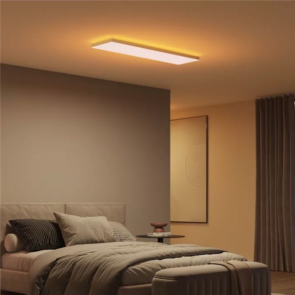 Plafonnier LED intelligent rectangulaire DATURA HUE SLIM, 30 x 120 cm, double éclairage, 4250 lm, 2000-6500 K + RGB Blanc et Amb