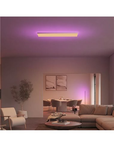Luminária de teto retangular inteligente DATURA HUE SLIM LED, 30x120cm, luz dupla, 4250 lúmens, temperatura de cor de 2000-6500K