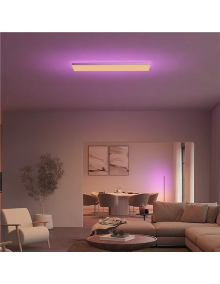 Plafón rectangular LED inteligente DATURA HUE SLIM, 30x120cm, doble luz, 4250Lm, 2000-6500K +RGB White&Color Ambiance