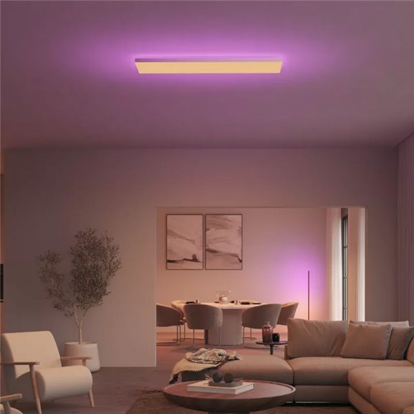 Plafón rectangular LED inteligente DATURA HUE SLIM, 30x120cm, doble luz, 4250Lm, 2000-6500K +RGB White&Color Ambiance