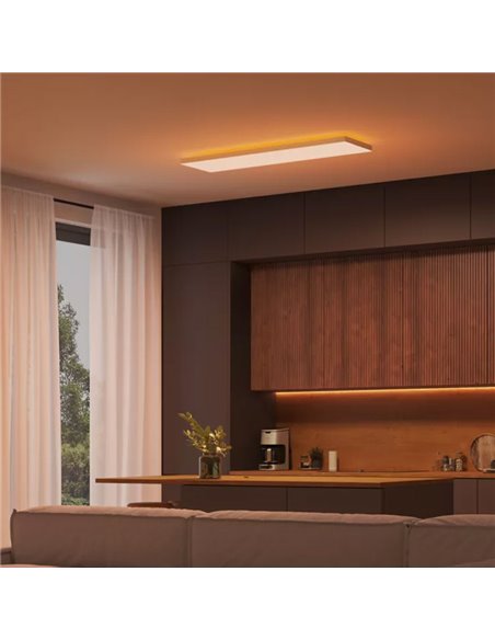 Plafón rectangular LED inteligente DATURA HUE SLIM, 30x120cm, doble luz, 4250Lm, 2000-6500K +RGB White&Color Ambiance