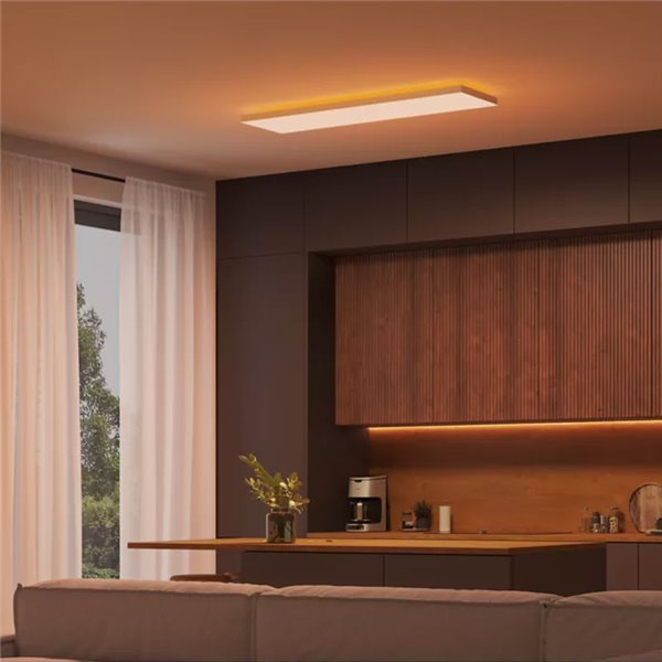 Plafón rectangular LED inteligente DATURA HUE SLIM, 30x120cm, doble luz, 4250Lm, 2000-6500K +RGB White&Color Ambiance