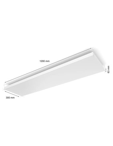 Luminária de teto retangular inteligente DATURA HUE SLIM LED, 30x120cm, luz dupla, 4250 lúmens, temperatura de cor de 2000-6500K
