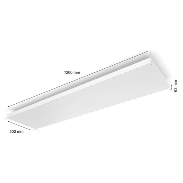 Plafón rectangular LED inteligente DATURA HUE SLIM, 30x120cm, doble luz, 4250Lm, 2000-6500K +RGB White&Color Ambiance