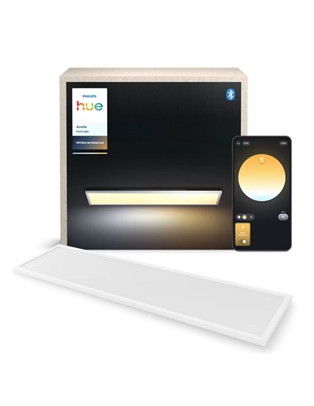 Plafón rectangular LED inteligente AURELLE Hue blanco, 30x120cm, 3750Lm, 2200-6500 Hue White Ambiance