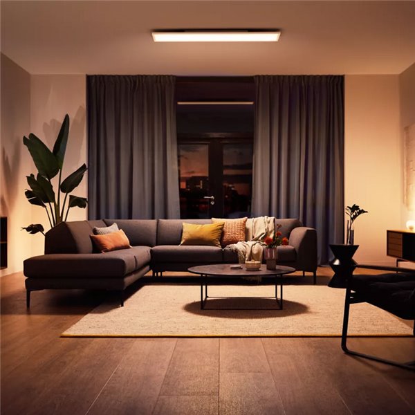 Plafón rectangular LED inteligente AURELLE Hue blanco, 30x120cm, 3750Lm, 2200-6500 Hue White Ambiance